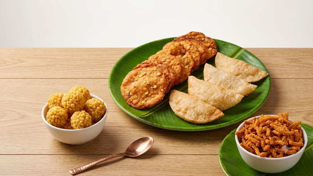 Amma Chethi Pindi Vantalu Combo – Kajjikayalu + Chekkalu + Murukulu + Laddu (2 kg)